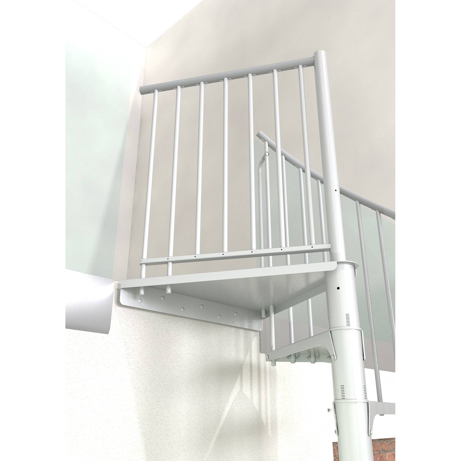 Minka Spindeltreppe Rondo Smart 37 - 305,5cm Geschosshöhe Weiß 120cm Durchmesser