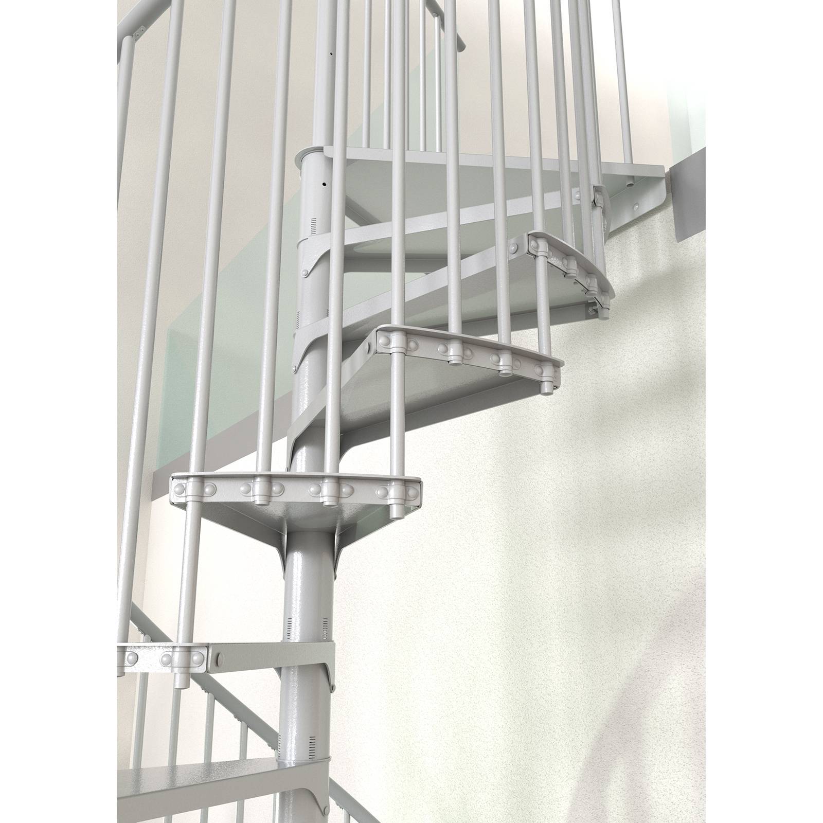 Minka Spindeltreppe Rondo Smart 37 - 305,5cm Geschosshöhe Weiß 120cm Durchmesser