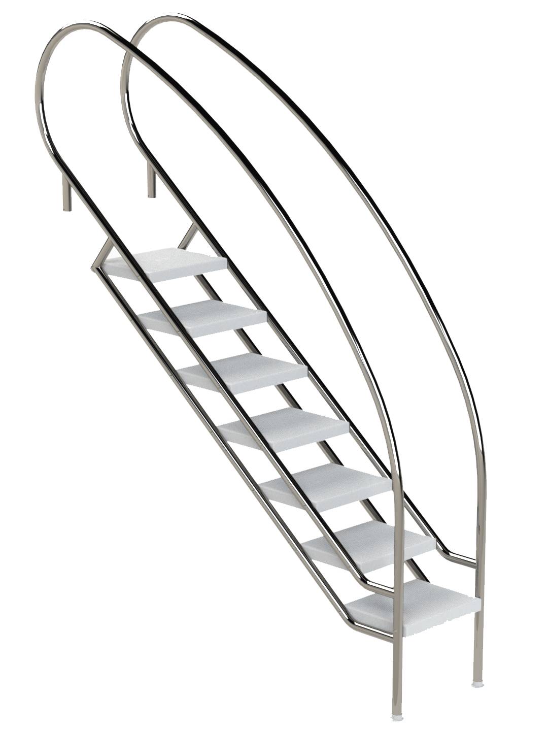 Eichenwald Pooltreppe Modell 08.2 Miami Swing Beckentiefe 1799mm Ausladung 1838mm 7 ABS-Stufen