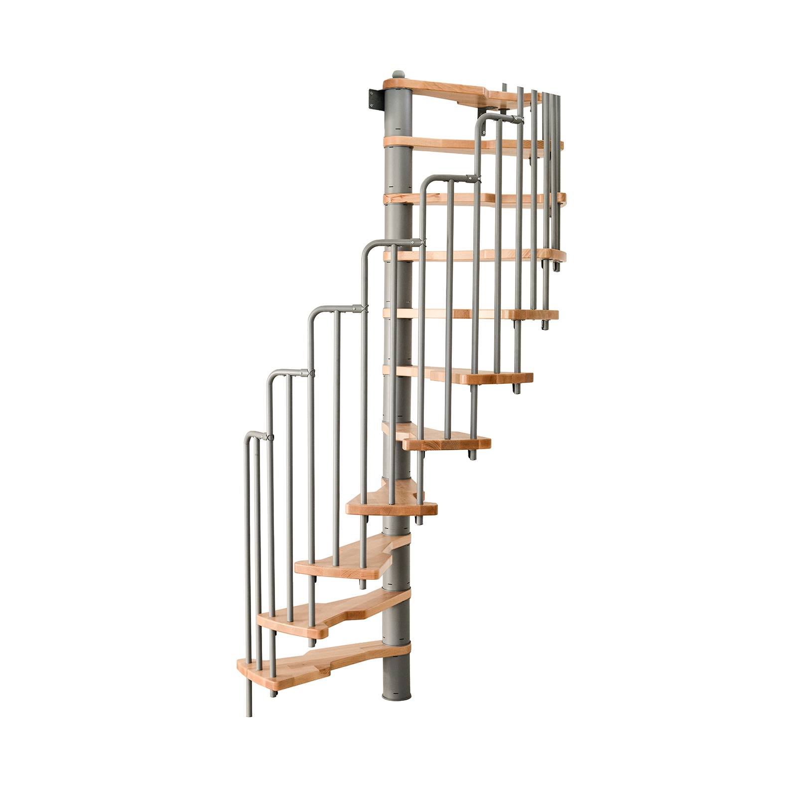 Minka Spindeltreppe Metallica 38 - 305,5cm Geschosshöhe Buche Grau