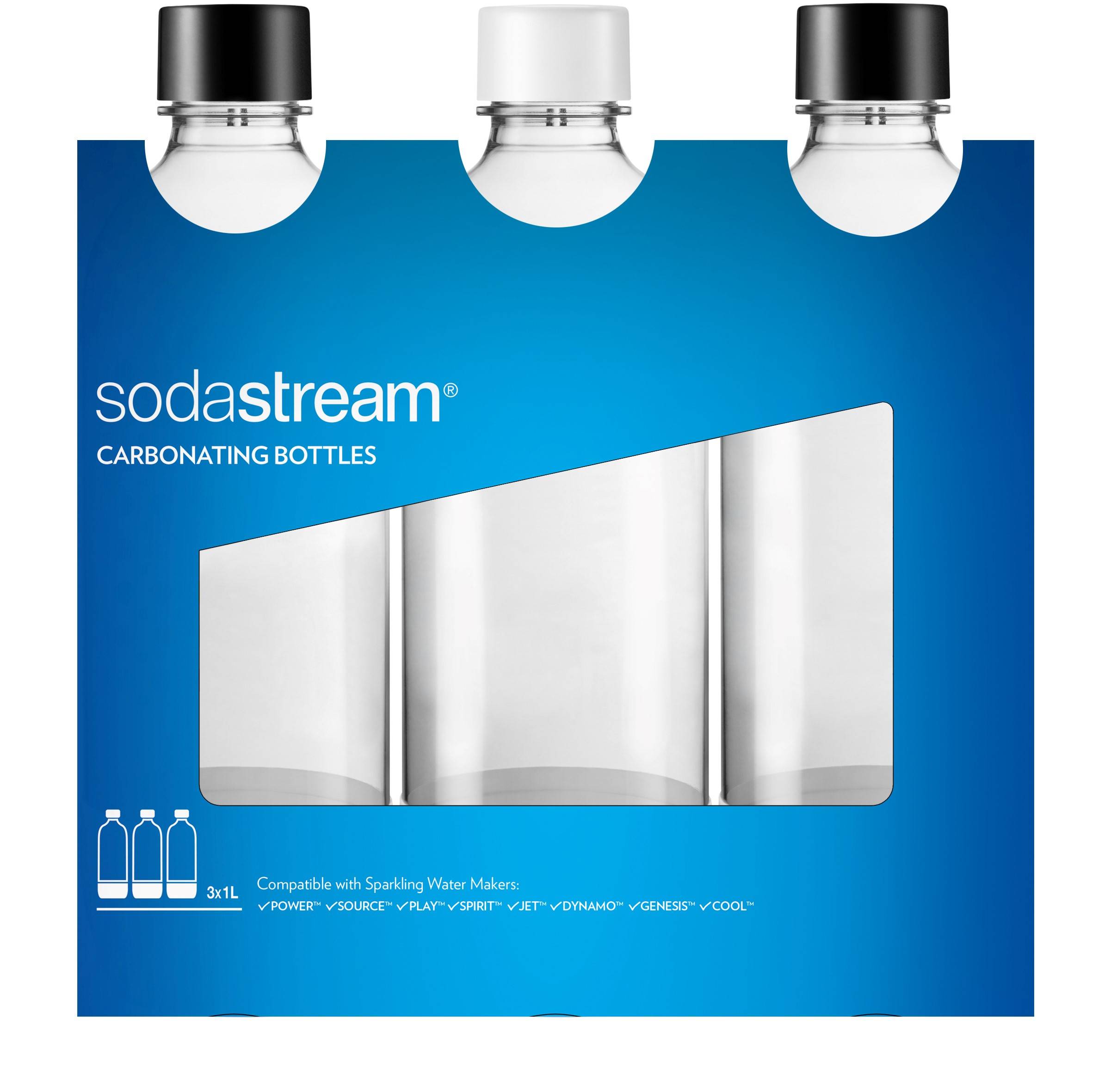 SodaStream Zubehör PET Flasche 3-Pack *schwarz/weiß*