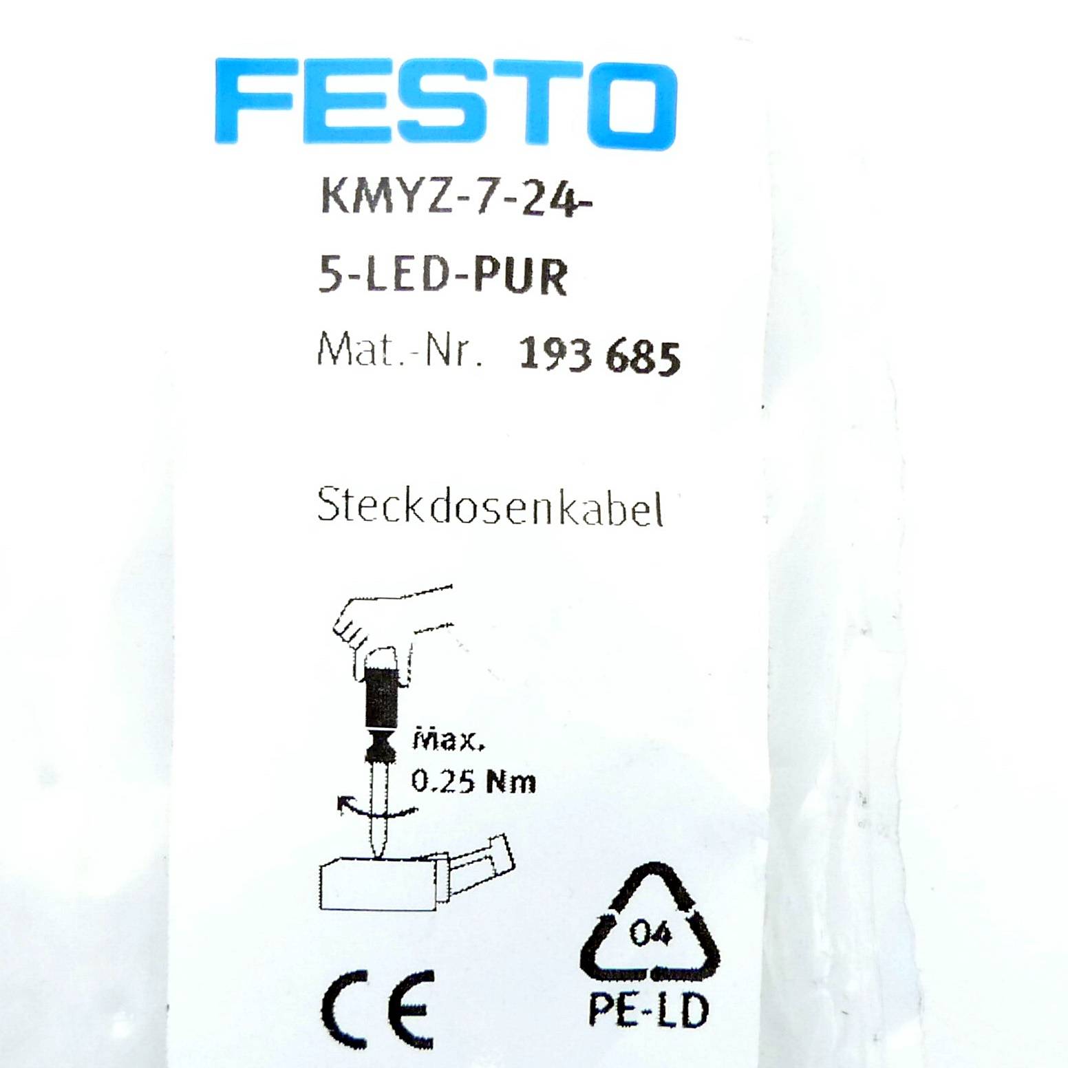 FESTO Steckdosenkabel 193 685 (KMYZ-7-24-5-LED-PUR)