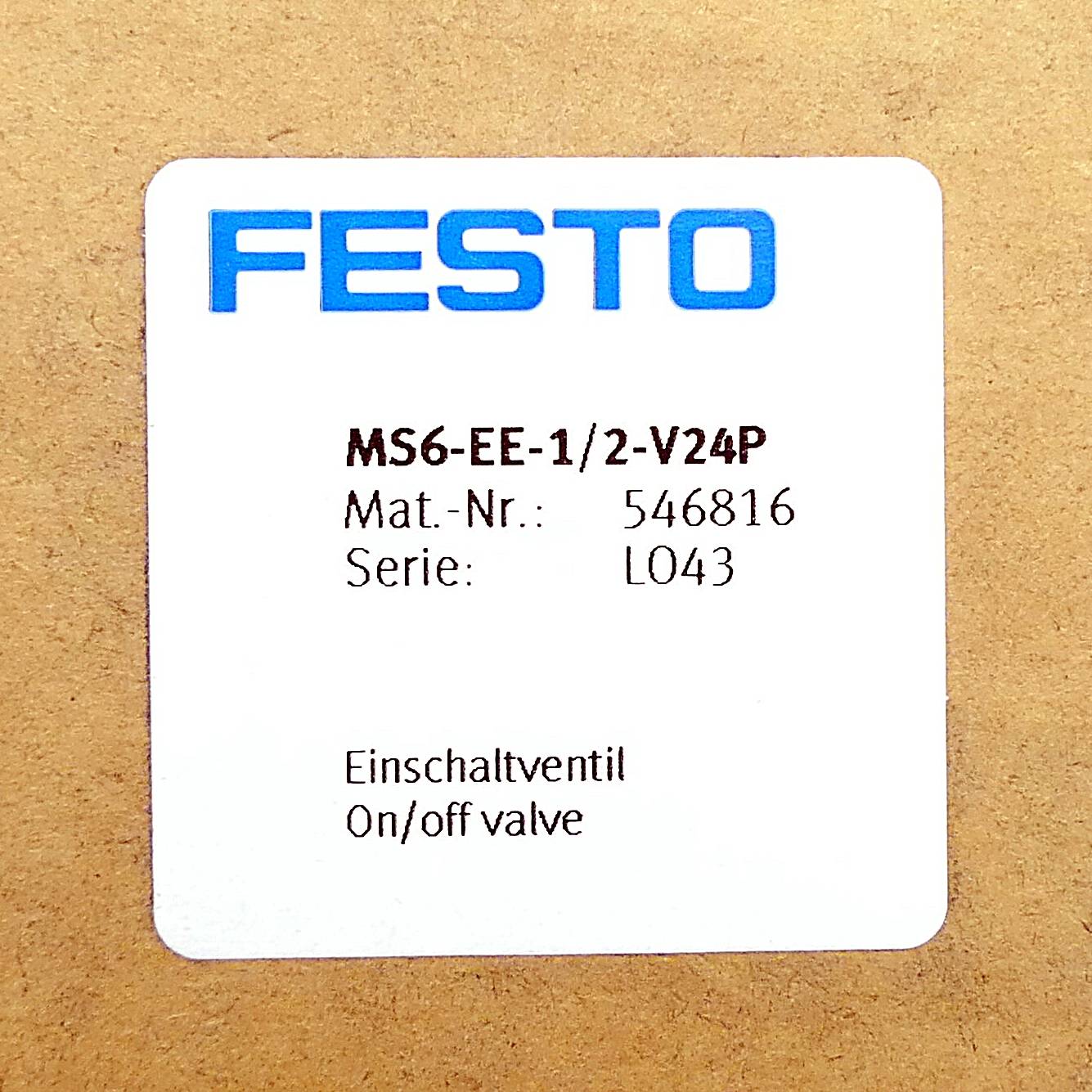 FESTO Einschaltventil MS6-EE-1/2-V24P (546816)