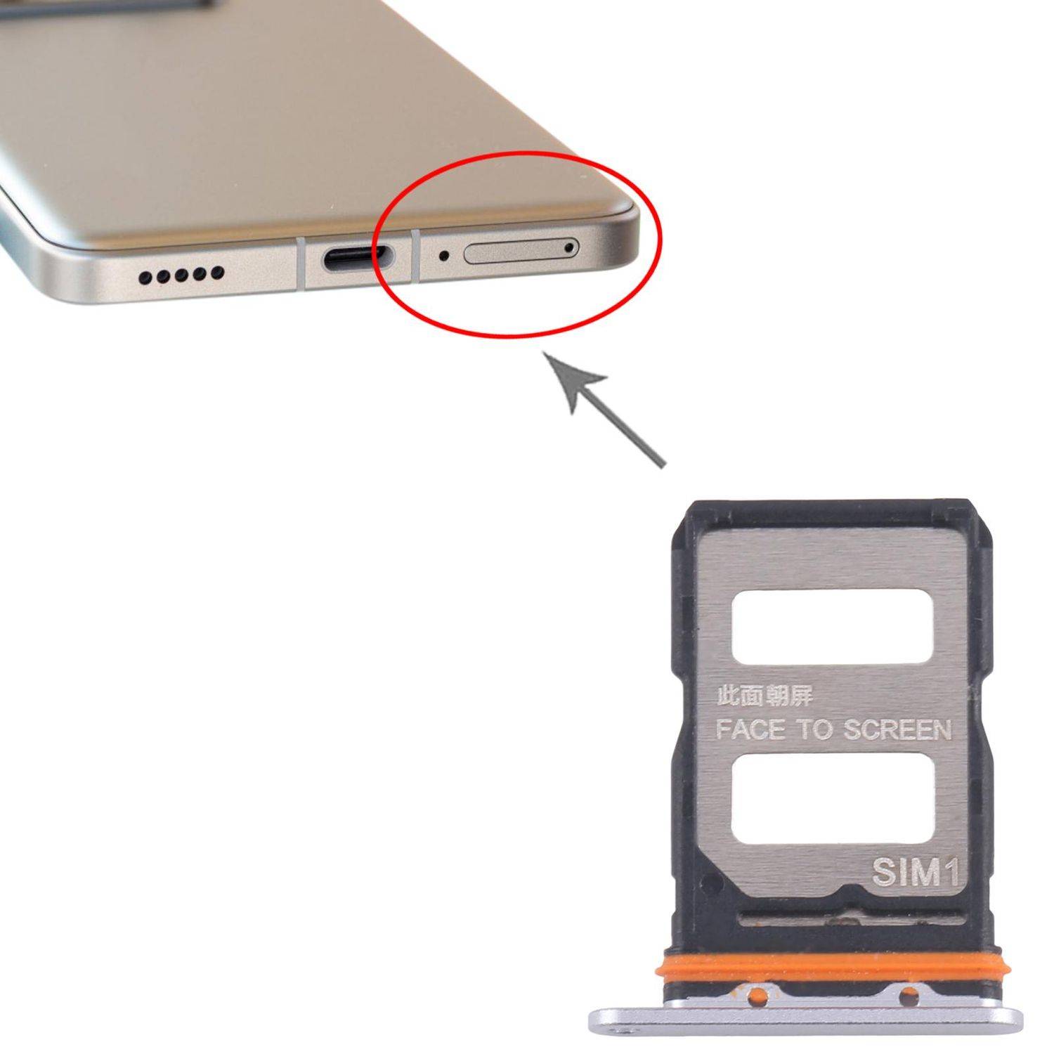 Für Xiaomi 14T Pro 5G SIM Kartenhalter Dual SIM Card Tray Ersatzteil Silber