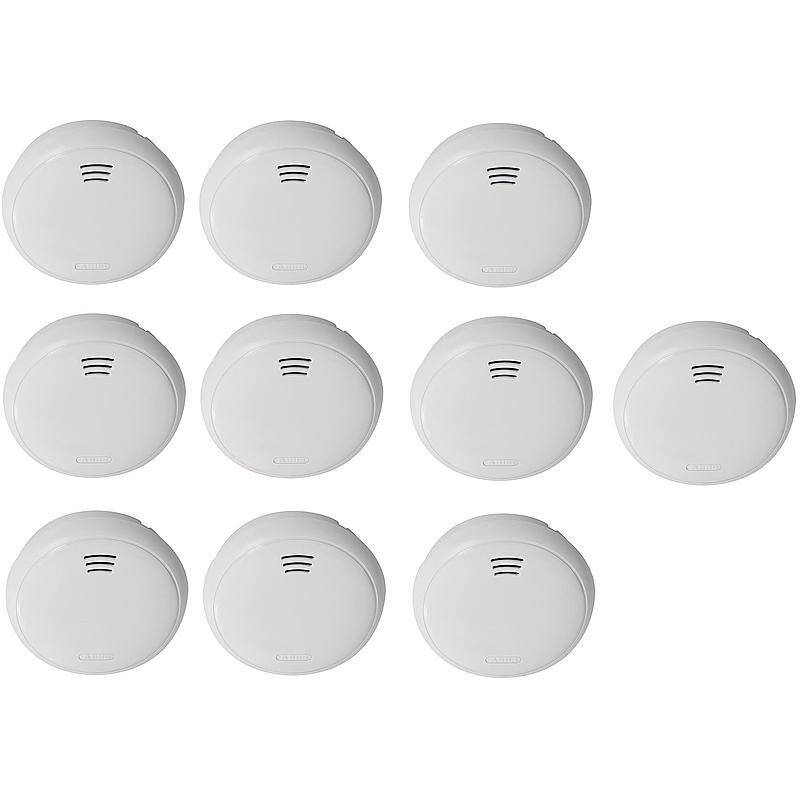 10er Abus 10-Jahres Rauchmelder GRWM30500, RAUCHMELDER-SET - Modell: GRWM30500 | Set-Inhalt: 10x Rauchmelder | nach Ric