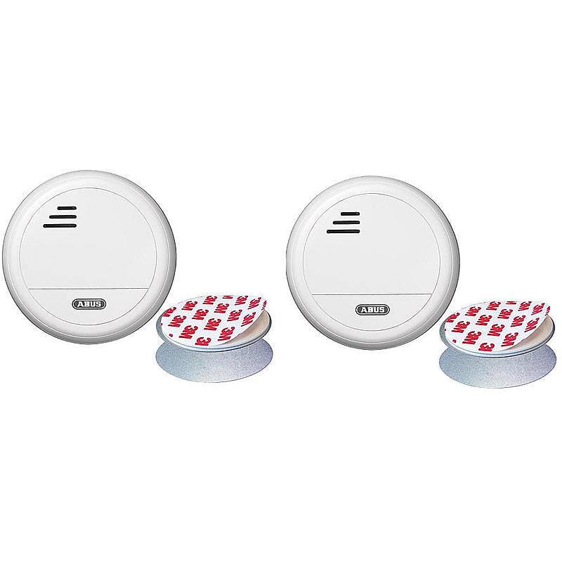 2er Abus Funk-Rauchmelder RM40 Lithium + Magnet, RAUCHMELDER-SET - Modell: RM40 | Set-Inhalt: 2x Rauchmelder, 2x Magnet