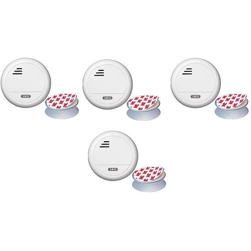 4er Abus Funk-Rauchmelder RM40 Lithium + Magnet, RAUCHMELDER-SET - Modell: RM40 | Set-Inhalt: 10x Rauchmelder, 10x Magn