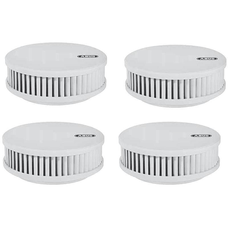 4er Set Abus Funk-Rauchmelder RWM450, RAUCHMELDER-SET - Modell: RWM450 | Set-Inhalt: 4x Rauchmelder, 4x Magnet-Klebepad