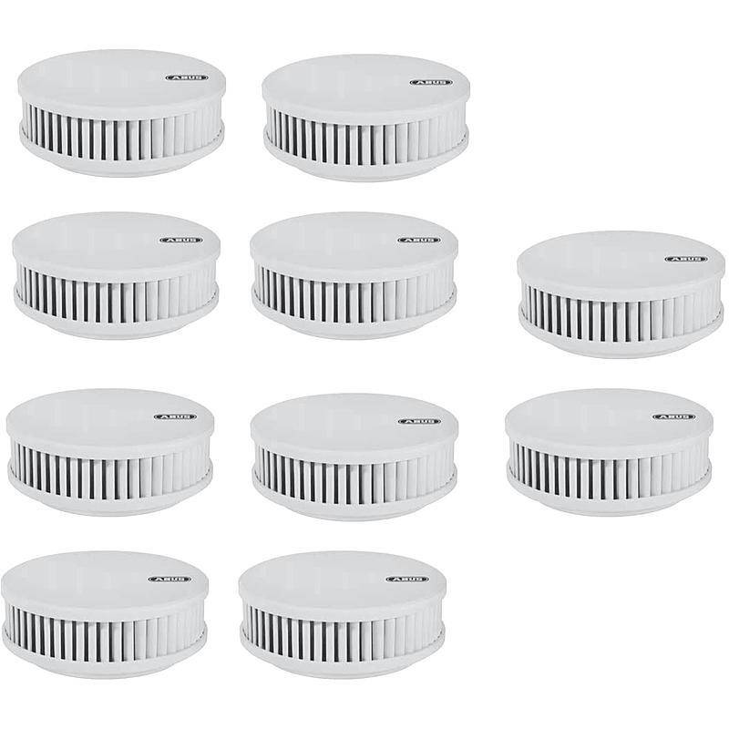 10er Set Abus Funk-Rauchmelder RWM450, RAUCHMELDER-SET - Modell: RWM450 | Set-Inhalt: 10x Rauchmelder, 10x Magnet-Klebe