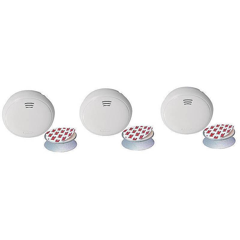 3er Abus 10-Jahres Rauchmelder GRWM30500 + Magnet, RAUCHMELDER-SET - Modell: GRWM30500 | Set-Inhalt: 3x Rauchmelder, 3x