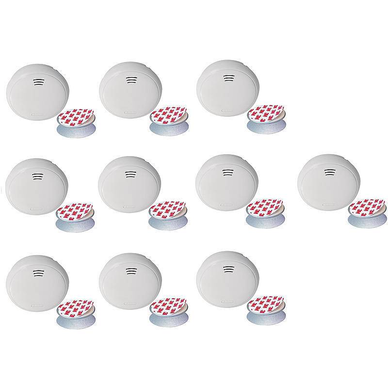 10er Abus 10-Jahres Rauchmelder GRWM30500 + Magnet, RAUCHMELDER-SET - Modell: GRWM30500 | Set-Inhalt: 10x Rauchmelder,