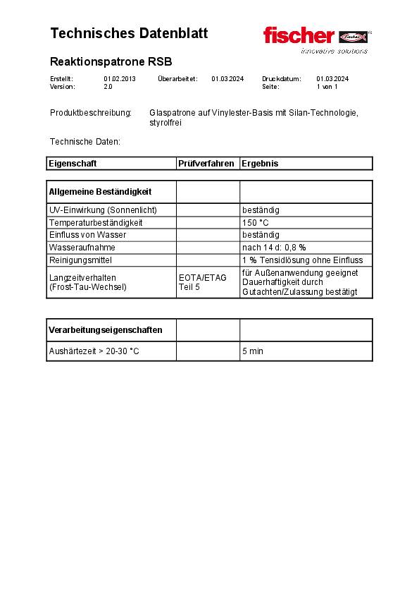 Fischer Reaktionspatrone RSB 8