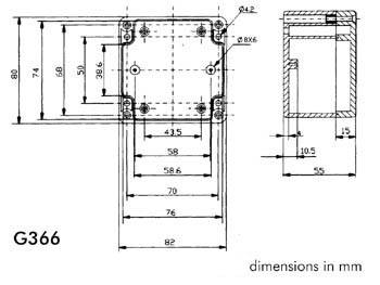 ABS-GEHÄUSE - WASSERDICHT - DUNKELGRAU - 82 x 80 x 55 mm