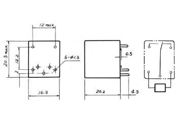 MINIATUR-RELAIS 15A/28VDC-125VAC 7A/220VAC 1 x Wechsler 6Vdc