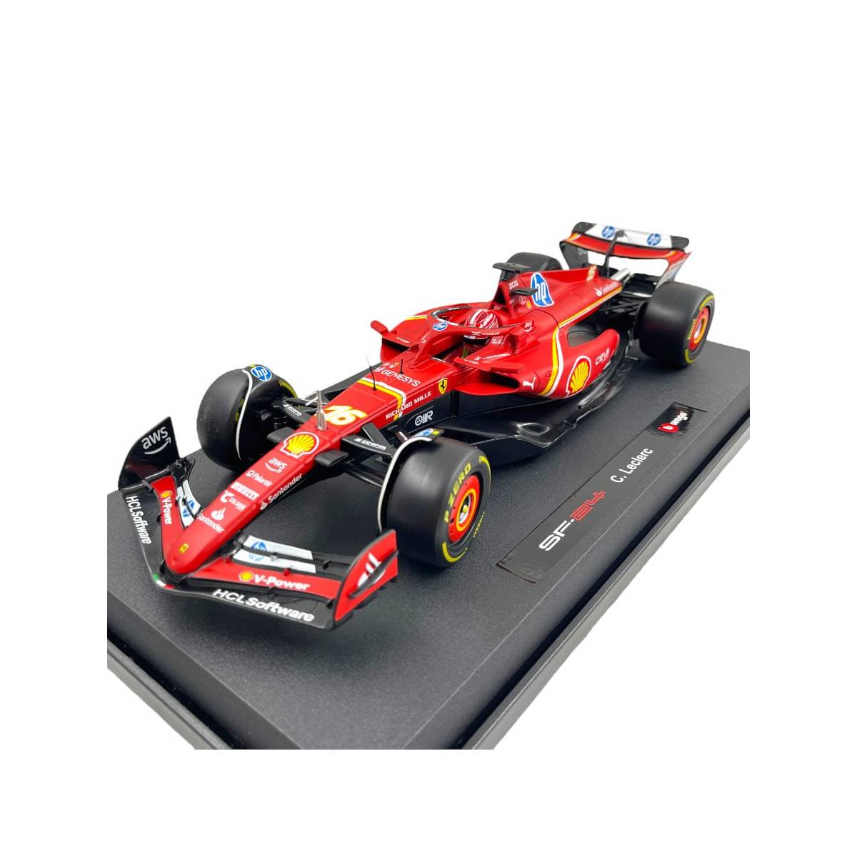 Bburago 18-16815L - Modellauto - F1 Ferrari SF-24, Imola Version Leclerc #16 2024 (Maßstab 1:18)