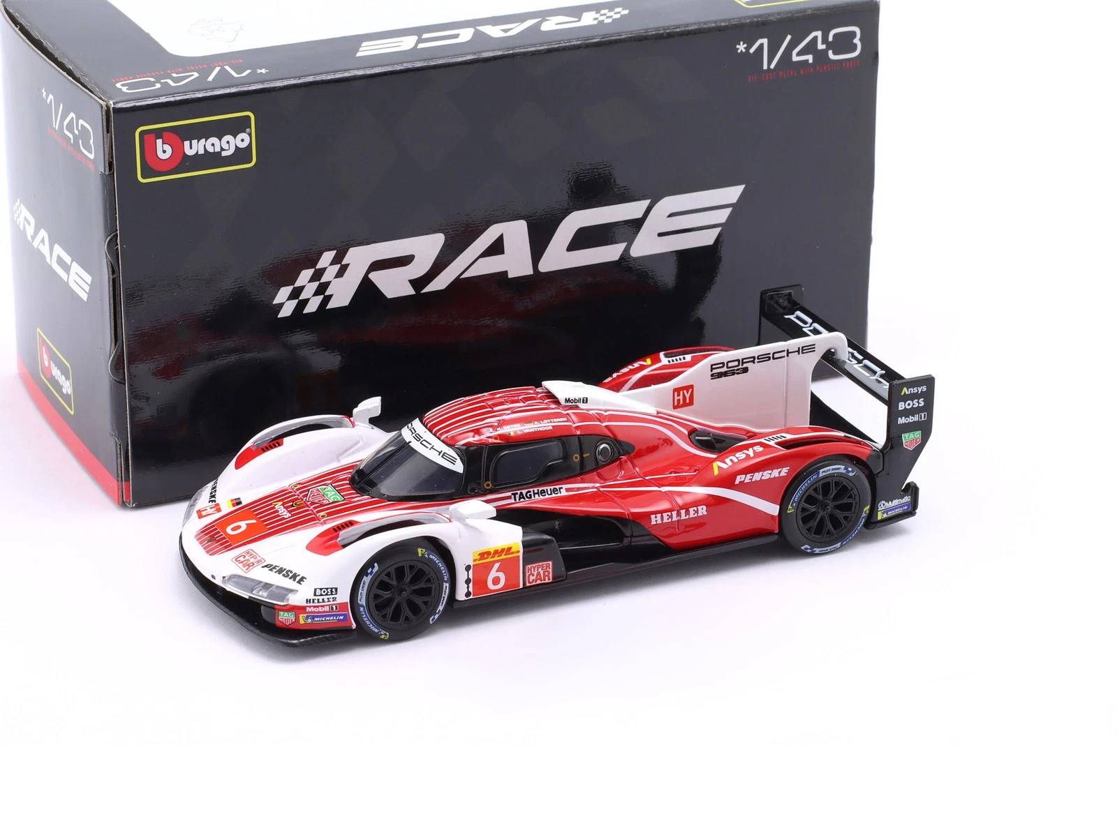 Bburago 18-60057 - Modellauto - Porsche 963 PENSKE #6, '24 (Maßstab 1:43) Sammler Motorsport Rennauto