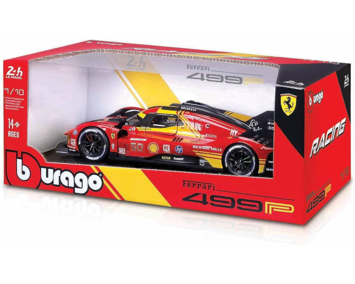 Bburago 18-16303 - Modellauto - Ferrari 499P LMH #50 '24 (Maßstab 1:18) Sammler Auto Motorsport