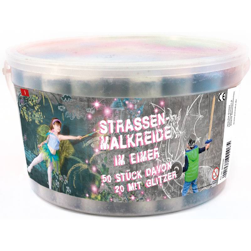JAMASIA Straßenmalkreide mit Glitzer, 50er Kunststoffeimer