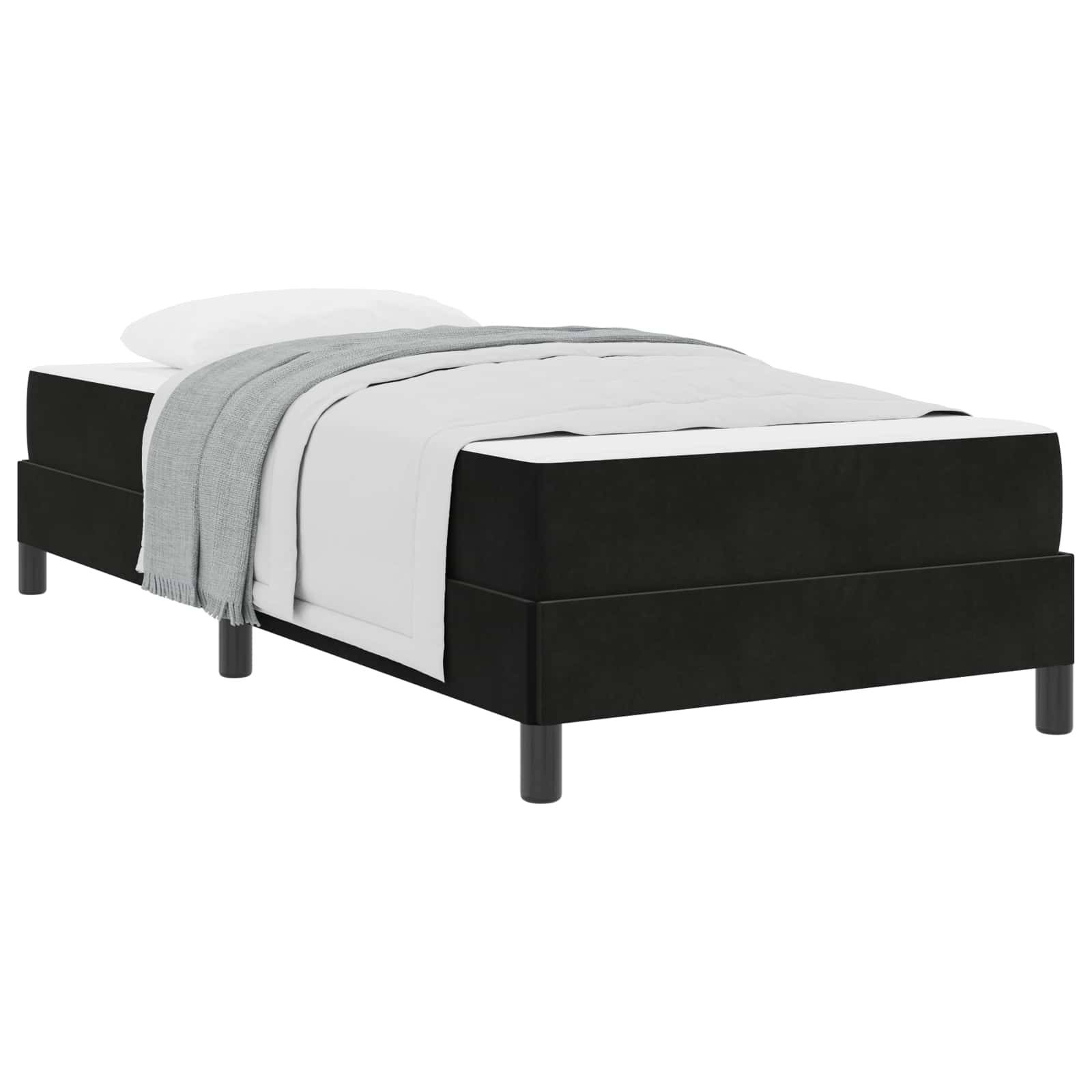 vidaXL Boxspringbett mit Matratze Schwarz 90 x 190 cm Stoff