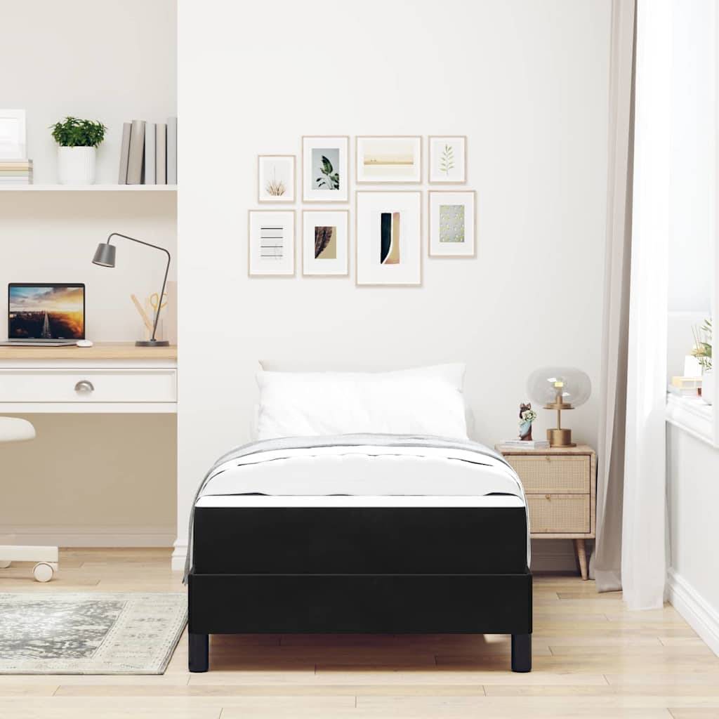 vidaXL Boxspringbett mit Matratze Schwarz 90 x 200 cm Stoff