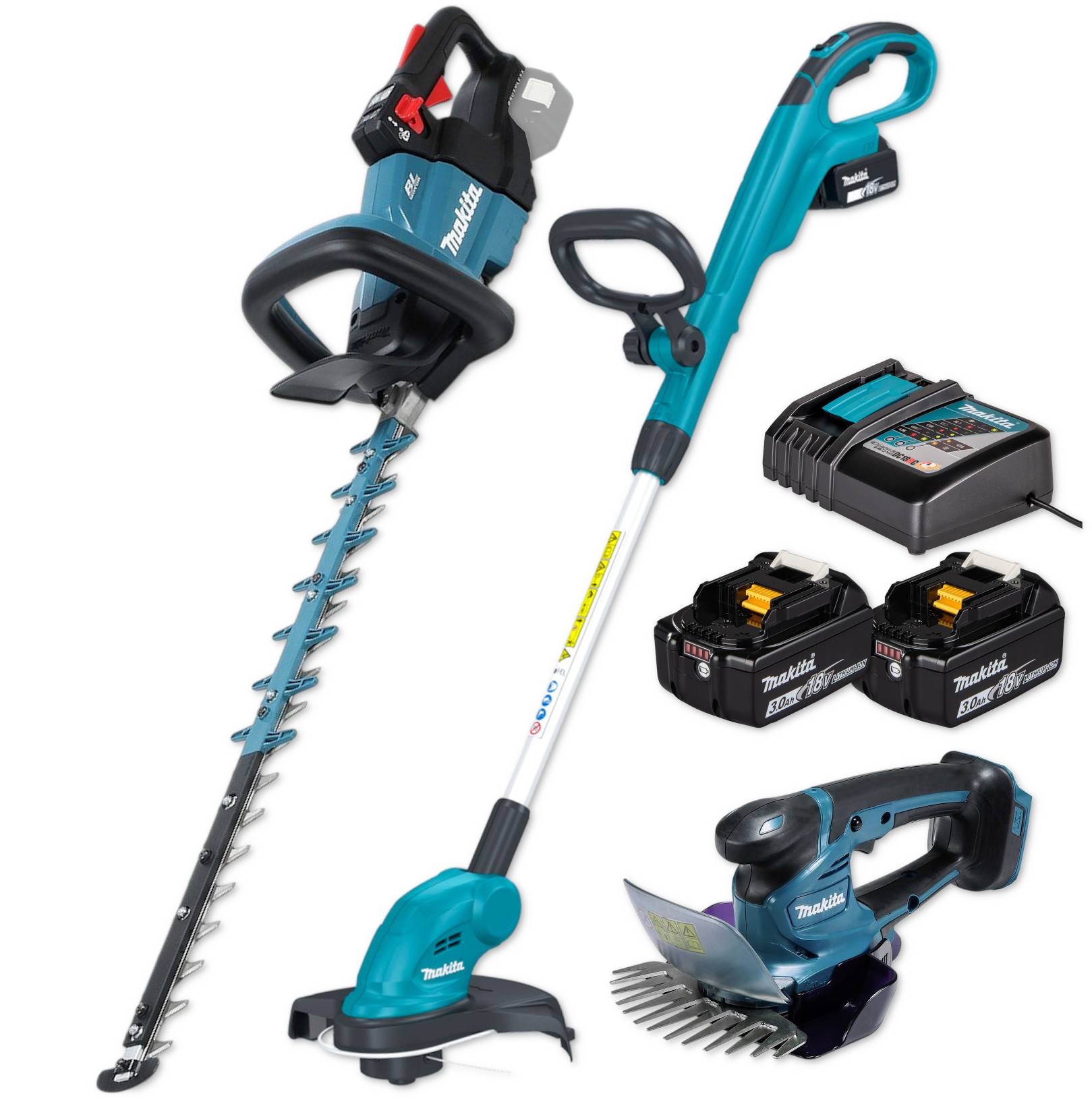 Makita Akku-Combo-Set 18V DUH601 DUM604 DUR181 Trimmer Heckenschere Grasschere