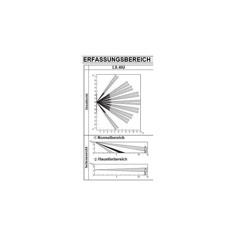 Optex 12m Aussenbewegungsmelder LX-402, Aussenbewegungsmelder | Einsatzgebiet:Außenbereich | Funktionen:Empfindlichkeit