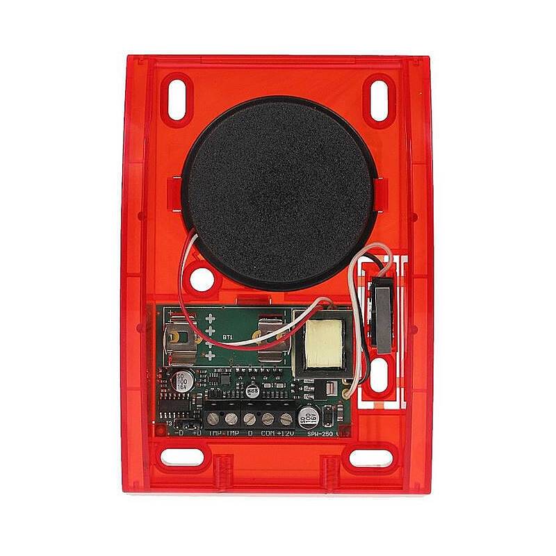 Satel SPW-250 R Opt-aku. Innensirene rot 120dB, Sirene | nach Richtlinien:EN 50131 Grad 2 | Einsatzgebiet:Innenbereich