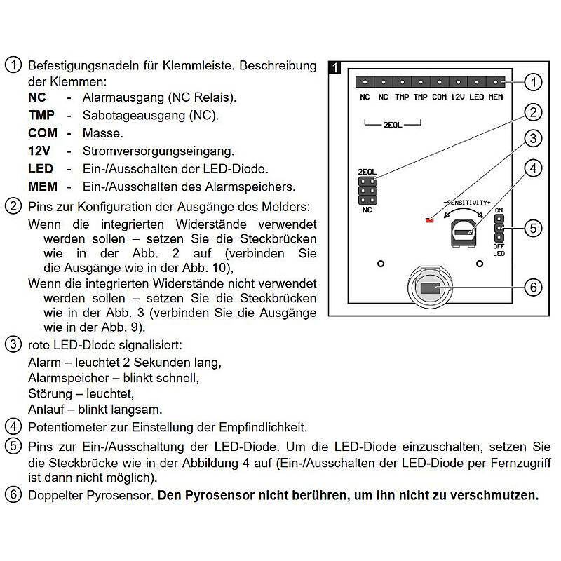 Satel Ivory PIR-Bewegungsmelder 90° Spiegeloptik, Bewegungsmelder | nach Richtlinien:EN 50131 Grad 2 | Einsatzgebiet:In