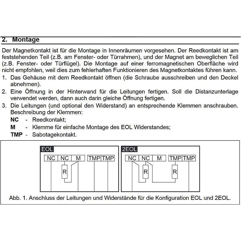 Satel S-4 Aufbau Magnetkontakt + Klemmen weiss, Öffnungsmelder | nach Richtlinien:EN 50131 Grad 2 | Einsatzgebiet:Tür,