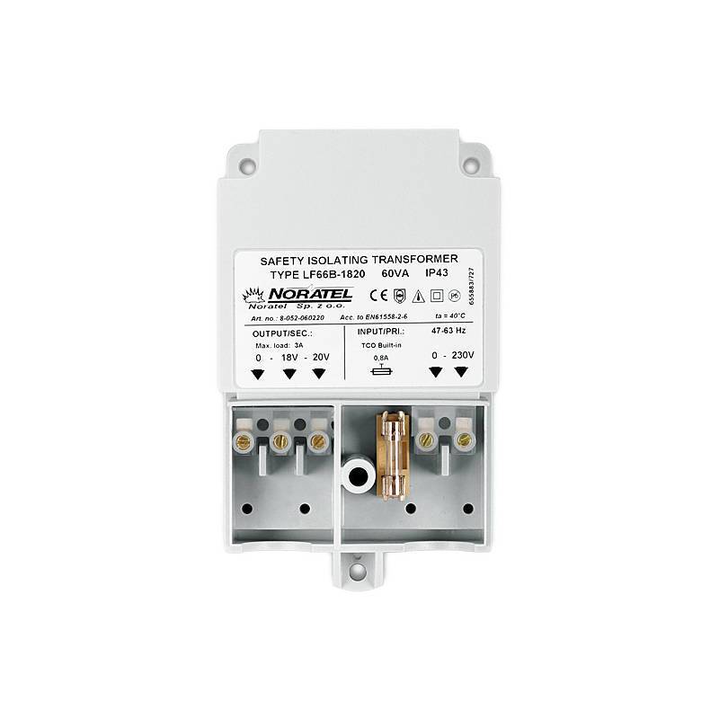 Sicherheitstrenntrafo mit Bezeichnung „Noratel Type LF66B-1820
