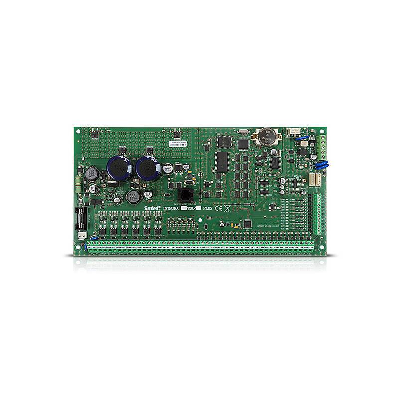 Eine grüne Leiterplatte mit verschiedenen elektronischen Komponenten und Anschlüssen, identifiziert als Qolsys IQ Panel 2+ Motherboard.