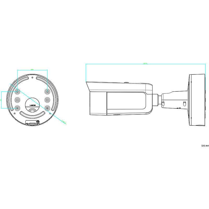 TruVision TVB-5605 IP-Kamera 4MPx T/N IR PoE IP67, 4 MegapixelBullet Kamera | Blickwinkel:98° - 28° (Objektiv-Brennweit
