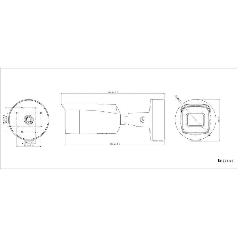 TruVision TVB-5714 IP-Kamera 4MPx T/N IR PoE IP67, 4 MegapixelBullet Kamera | Blickwinkel:37,7° - 15,2° (Objektiv-Brenn