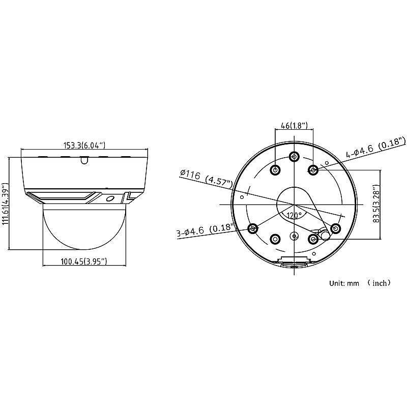 TruVision TVD-5605H IP-Kamera 4MPx T/N IR PoE IP67, 4 MegapixelDome Kamera | Blickwinkel:98° - 28° (Objektiv-Brennweite