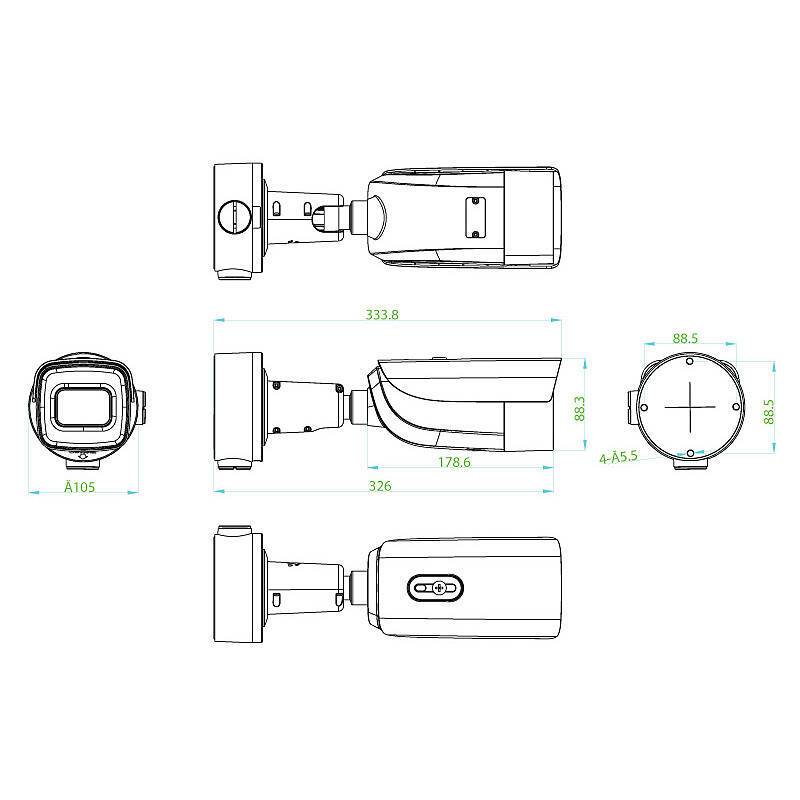 TruVision TVGP-M01-0402-BUL-G IP-Kamera 4MPx T/N, 4 MegapixelBullet Kamera | Blickwinkel:95,8° - 29,2° (Objektiv-Brennw