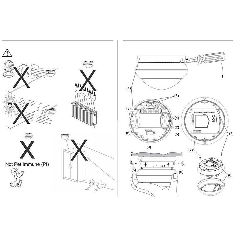 Aritech DD669 Dual-Deckenbewegungsmelder, professioneller Dual-Bewegungsdeckenmelder | Erfassungsreichweite 20 m | Erfa