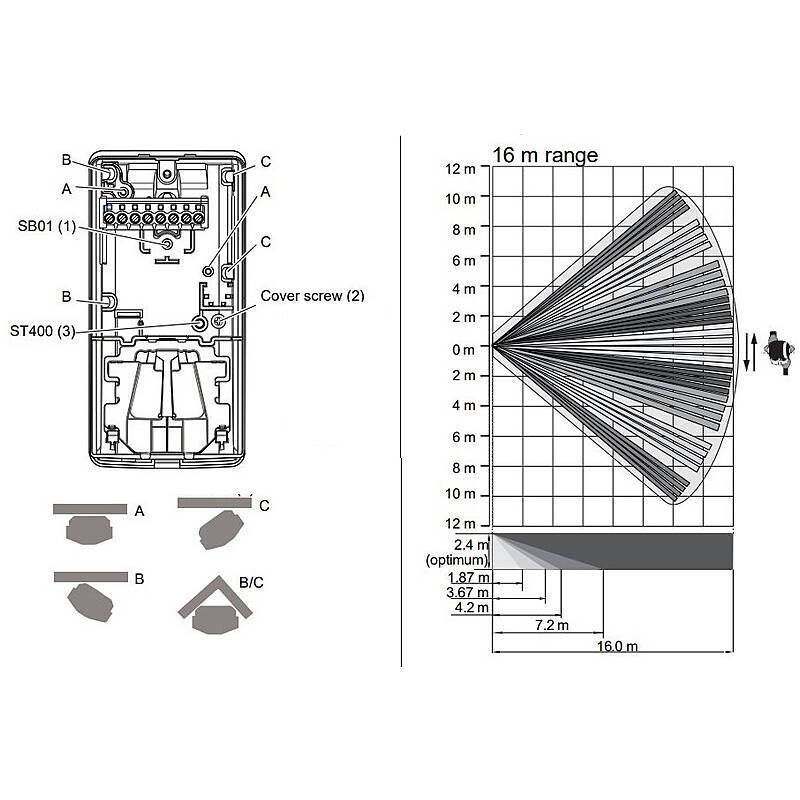 Aritech DDV1016-N Dual-Bewegungsmelder PIR/MW VdSB, hochpräziser VdS-B Dual Bewegungsmelder für sensible Gebäudebereich