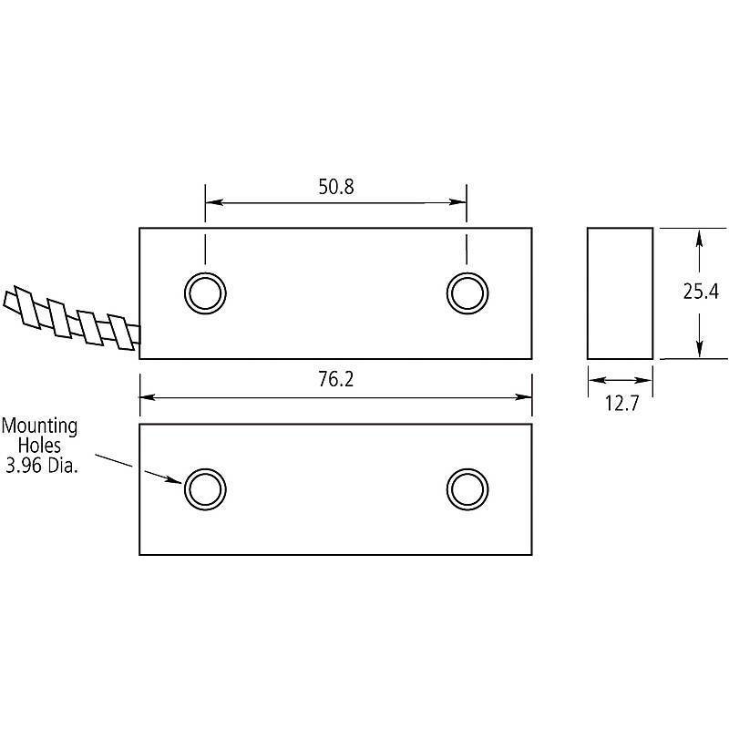 Aritech DC118 Rolltorkontakt, 75mm Schaltabstand, Rolltorkontakt | Anschlussleitung 4-adrig, 2m gepanzert | Schaltabsta