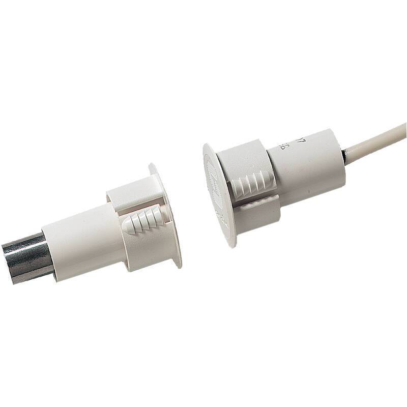 Aritech DC107 Einbau Magnetkontakt, weiß, 2m, weisser Einbaumagnetkontakt für Stahltüren | Anschluß 4 Draht, 2 m Kabel