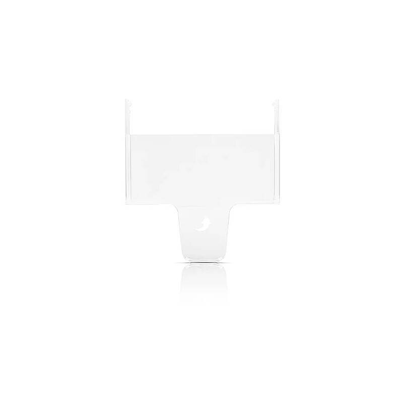 Ein minimalistischer weißer Telefonständer mit T-förmigem Design.