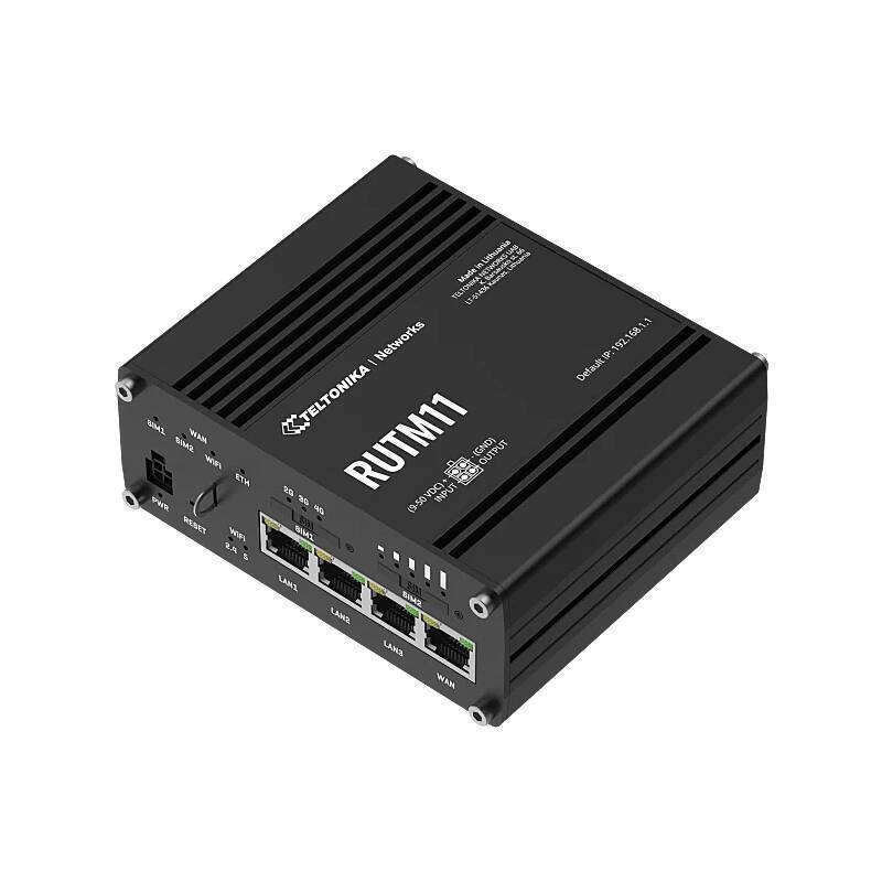 Teltonika RUTM11 LTE CAT6 Router DualSim 4-Port, Industrieller 4G LTE CAT6 Router, 4-Port - zur mobilen Videoüberwachun