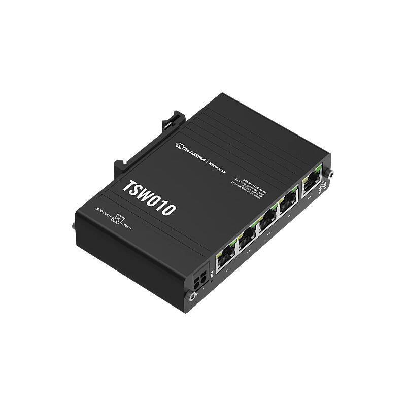 Teltonika TSW010 unmanaged Industrie Switch 5-Port, Industrie Switch für den professionellen Einsatz | Fünf 10/100-Ethe
