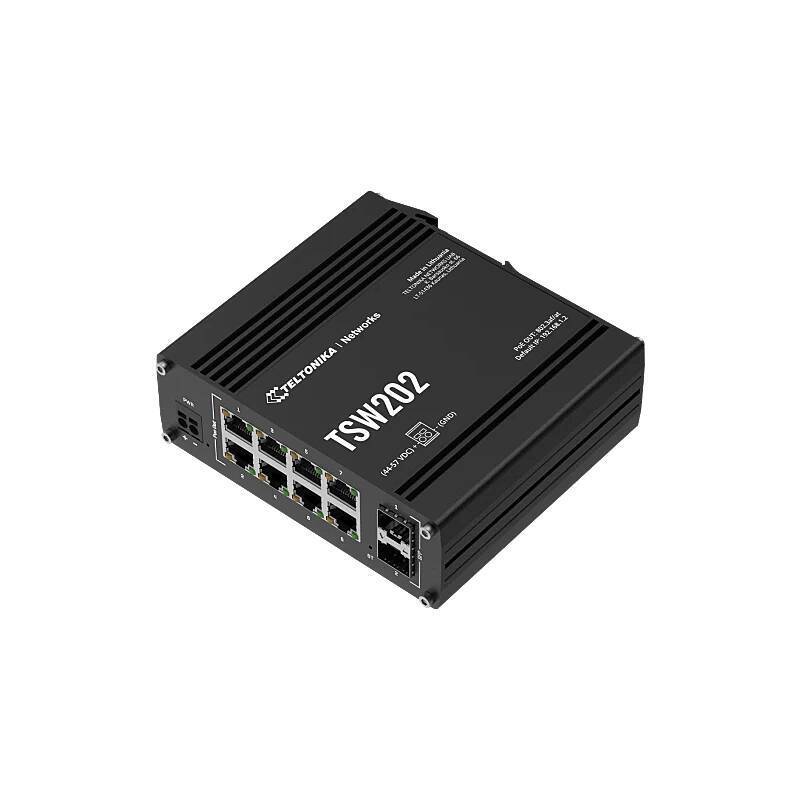 Teltonika TSW202 manag Industrie PoE-Switch 8-Port, 8-Port Industrie PoE+ Switch mit Geschwindigkeiten bis zu 1000 Mbit