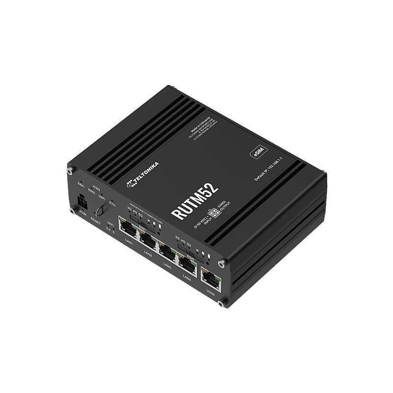 Teltonika RUTM52 5G Router DualSim, ESIM, 5-Port, Industrieller 5G-Router für IT-Anwendungen. | DUAL 5G MODEM: Bis zu d