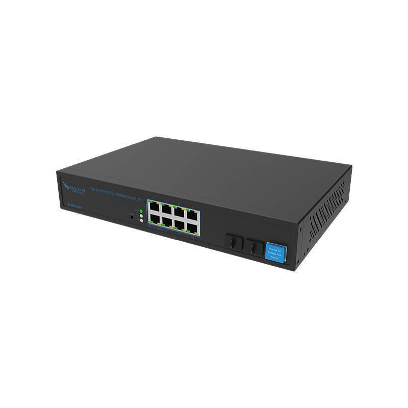 Eagle Eye Switch SW10g (8 Port Gb Managed PoE+), Switch, Zubehörartikel | Anwendung: Videoüberwachung | Farbe: Schwarz