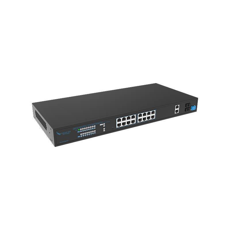 Eagle Eye Switch SW20g (16 Port Gb Managed PoE+), Switch, Zubehörartikel | Anwendung: Videoüberwachung | Farbe: Schwarz