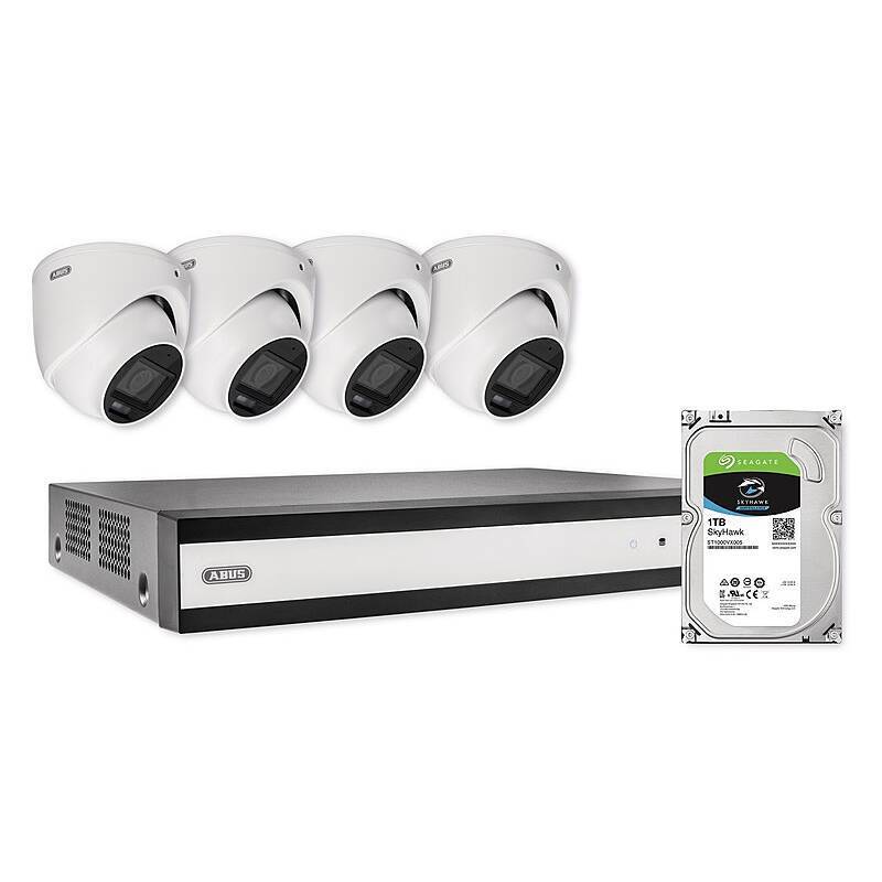 ABUS TVVR33843D 8-Kanal Hybrid Analog Komplettset, Set-Inhalt:Netzwerkkabel, 4x Dome Kamera, Maus, 1 TB Festplatte, Hyb