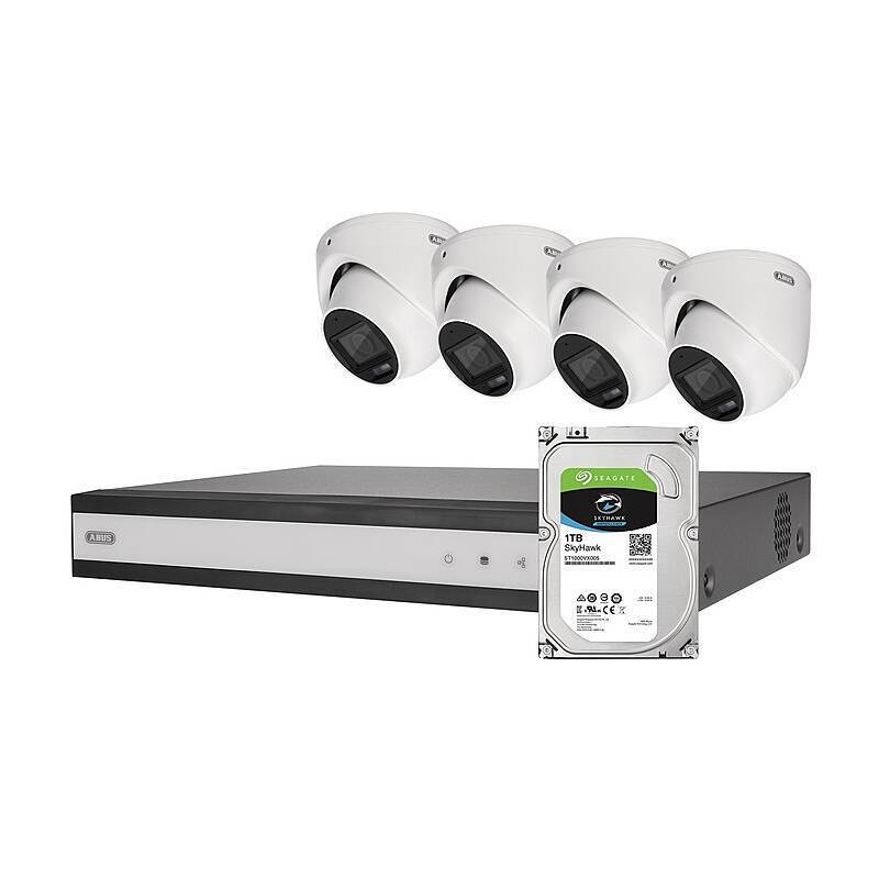 ABUS TVVR33843D 8-Kanal Hybrid Analog Komplettset, Set-Inhalt:Netzwerkkabel, 4x Dome Kamera, Maus, 1 TB Festplatte, Hyb