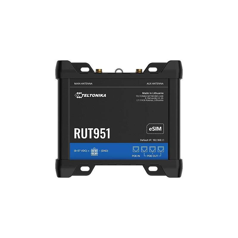 Teltonika RUT951 POE+ LTE Router DualSim ESim, Industrieller LTE-Router zur mobilen Videoüberwachung, IoT-Anwendungen.