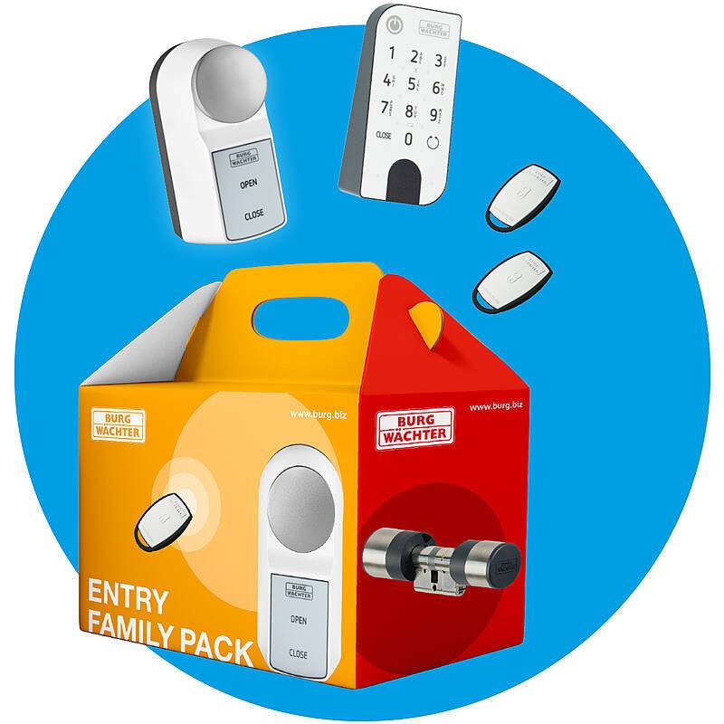 Burg Wächter ENTRY ACTIVE Family Pack Small, SMALL FAMILY PACK besteht aus:1x Motorschloss ENTRY ACTIVE 7700, 1x Pincod